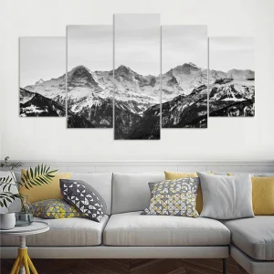 5 Panels Wall Art Canvas Painting Mountain Peak Posters and Prints Modern Landscape Paintings Decoration