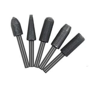 5-Piece Rotary Steel Files Set with Electric Grinder Polishing Heads for Woodworking and Soft Metal