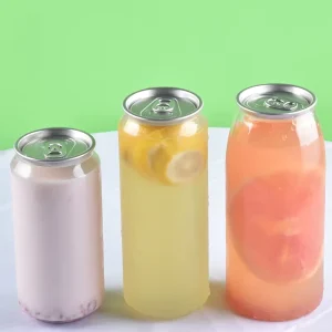 500ml 700ml PET Plastic Beverage Can with Screen Printing Surface Cap Brush Sealing Type Water Juice Logo Customizable Packaging