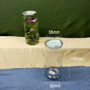 500ml Custom logo Disposable PET Plastic Bottle Can Bottles Aluminum Lid Sealing for Packaging Juice Soda Peel Off easy Open Lid