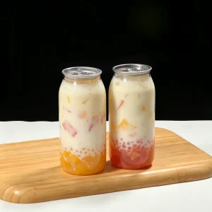 500ml Food Grade PET Plastic Juice Bottles Clear Easy Open Cans for Milk Tea Beverage Custom Logo Printed
