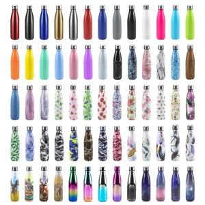 500ml Insulated Wood Grain Blank Sublimation Stainless Steel Cola Shape Drinking Water Bottle