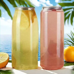 500ml PET Plastic Juice Can Bottle for Tea Juice Customizable Logo with Cap Brush Sealing Screen Printed