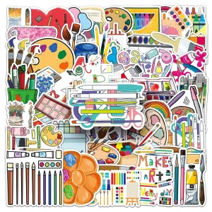 50PCS Cartoon Painted Graffiti PVC Material Drawing Tool Sticker for Notebook Scooter Decoration Sticker