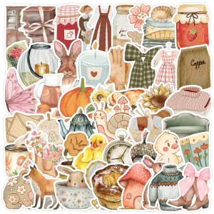 50Pcs Cute Aesthetic Vintage Graffiti Stickers for Bottle Laptop Decor Children Daily Life DIY Sticker