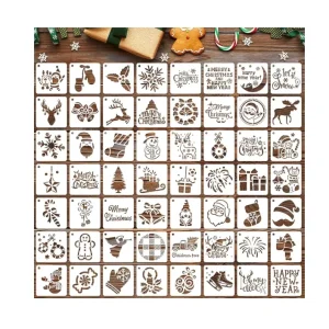 56 Piece Christmas Dot Painting Templates DIY Christmas Pattern Stencils for Scrapbooking Wall Floor Decor 3inch Rock Art