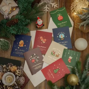 6 Design Christmas Card Greeting Card With Envelopes Vintage Eve Greeting Cards