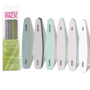 6 in 1 Pack Box Display Nail File and Buffer Manicure Set with 150/180/240 Gradation Nail Files 100/180 220/280 Nail Buffer