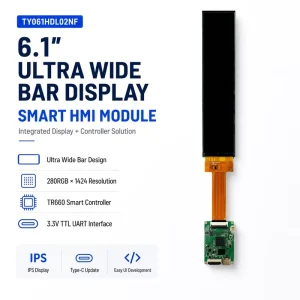 6.1 Inch Ultra-Wide Bar Display Module, 280×1424 LCD, UART HMI, Embedded Devices