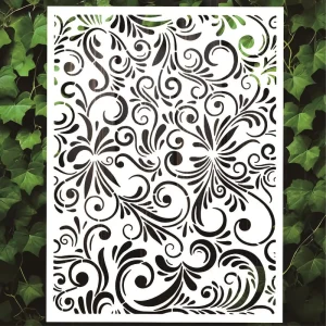 60x80cm Large Vine Pattern PET Reusable Botanical Flower Leaf Stencils for Painting on Walls Furniture and Art