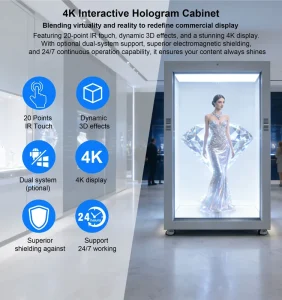 65 75 86 Inch Touch Screen Holographic Cabin Transparent Display 3D AI Virtual Human Showcase Smart Digital Pod