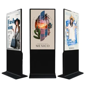 65 Inch 4K Digital Signage Floor Standing Tempered Glass Aluminum Frame LCD Advertising Display for Indoor Public Spaces OEM