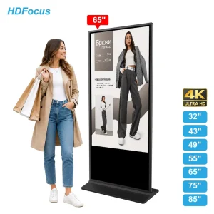65 Inch 4K UHD Floorstanding Kiosk Touch Screen Digital Menu Board Android WiFi Advertising Display with Cloud CMS for Mall