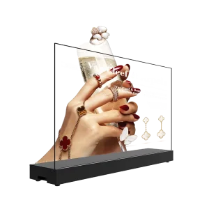 77 Inch 4K Transparent OLED Desktop Display Large Size See through Screen for Digital Signage and Commercial Use