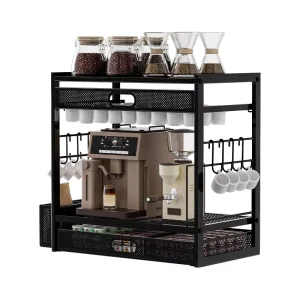 8 Hooked Cup Holders Countertop Drawer Storage Rack Coffee Tea Set Display Rack Kitchen Storage Rack Seasoning Storage Rack