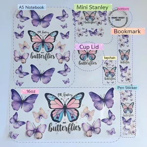 8-in-1 Waterproof UV Cup Wrap Sticker for A5 Notebook, 16 oz Keychain, Bookmark, Cup Lid, Pen, and Mini Accessories
