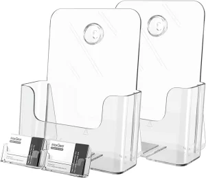 8.5×11 Inches Clear Acrylic Brochure Holder Flyer Holder Booklets Letterheads Business Card Holders for Desk or Wall Mount