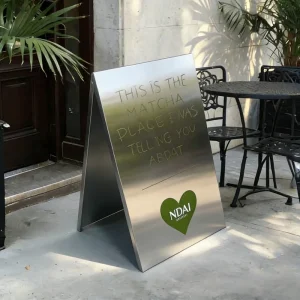 80 x 50C Brushed Stainless Steel Folding Double-Sided A-Board Display