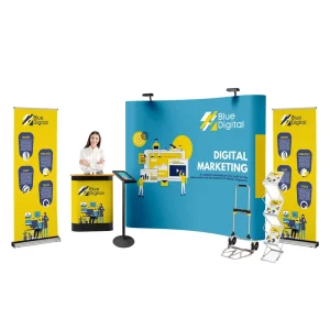 8ft 10ft 20ft Exhibition Backdrop Trade Show Pop Up Display Booth Stretch Tension Fabric Display Banner Stands