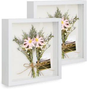 8×10 10×10 White Wooden Shadow Box Frame Display Case Wall Tabletop Dried Flower Keepsake Storage Frame Custom Sizes