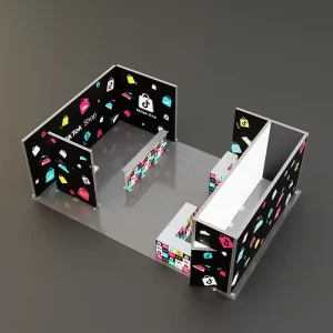 9*6M Custom Modular LED Advertising Board Exhibition Booth Portable Trade Show Stand With Reception Counter Display Wall