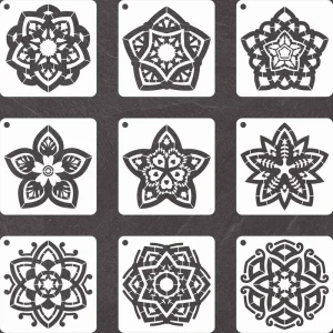 9 Pack Geometric Flower Mandala DIY Stencils 6×6 Inch Laser Cut Templates for Painting Wood Fabric Walls Reusable Star Pattern