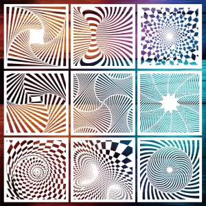 9 Pcs Eco friendly Plastic 3D Visual Stencils for Reusable Painting Wall Stencil Templates