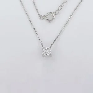925 Silver Lab Grown Diamond Pendant Necklace for Women Solitaire Dangle Round 4 Prong Adjustable Oxhead Fashion Chain Necklaces