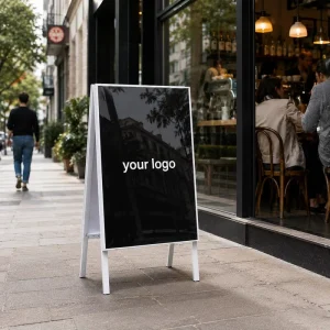 A Frame Sign Floor Standing Steel Aluminum Double Sided UV Printed Eco Friendly Foldable Customizable Advertising Board for Shop