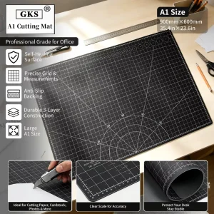 A1 Self-Healing Recycled PVC Cutting Mat, 3-Layer 3mm, 90x60cm, Non-Slip