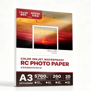 A3 297X420mm Waterproof RC Photo Paper Glossy Silky Matte Surface Inkjet Photo Sheets for Large Format Art & Poster Printing