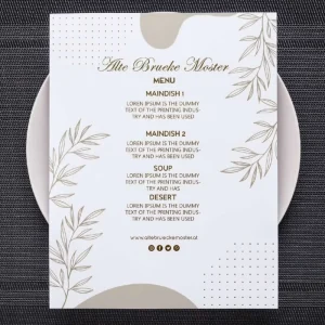 A4 A5 A6 Personalized Custom Digital Printing Luxury Paper Hotel Gold Letters Wedding Menu Cards for Pizza Restaurant