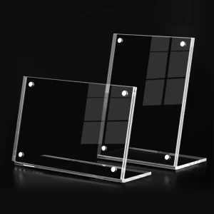A4 A5 A6 Strong Magnetic Acrylic Sign Holder Tabletop L Shape Acrylic Menu Advertising Display Stand With Magnet