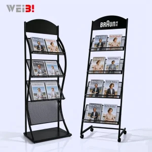 A4 Exhibition Storage Material Rack, Floor Standing Magazine Rack, Vertical Newspaper Promotion Display Rack