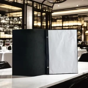 A4 Pu Leather Durable Menu Folio With Embossed Logo Soft Screw Post Binding Holder Sheets For Welcome Gifts Restaurants Events