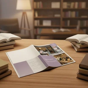 A4 Size Offset Printed Brochure Foldout Design Art Paper Saddle Stitched Color Pages Fancy Layout