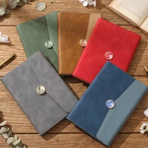 A5 Business Notebook Custom Logo PU Leather Cover 120 Pages Screen Printed for Meeting Records and Diaries School Use