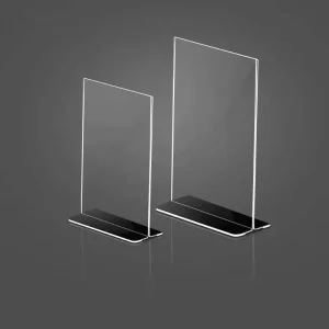A5 Clear Acrylic Sign Holder Double Sided T Shape Tabletop Menu Display Stand with Black Base for Restaurant Cafe Retail Store