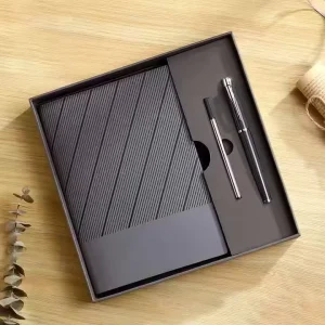 A5 Eco friendly Luxury Executive Journal Business Gift Set Promotional UV Printed Paper Notebook Pen Custom Logo