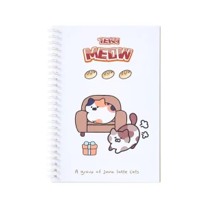 A5 Kawaii Cartoon Cat Spiral Notebook Lined 80GSM 40 Sheets 4 Designs School Student Stationery