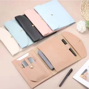 A5 Notebook Cover Journal Diary Protective Sleeve PU Leather Portfolio Planners Card Slots Pen for for Welcome Gifts Portable