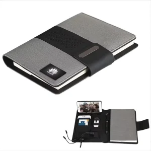 A5 PU Leather Power Bank Notebook with LED Logo