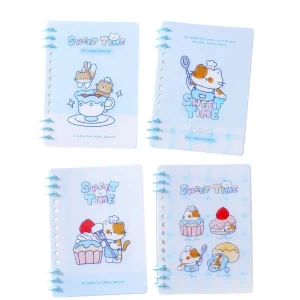 A6 Cute Cartoon Dessert Cat Loose Leaf PP Notebook 70 Sheets 80g Lined Paper Mini Portable Journal Kids Students School