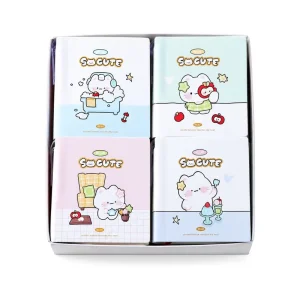 A7 Cute Cartoon Cat Mini Square Notebook with Pen Blank Paper 100 Sheets 80GSM Kids Gift School Stationery