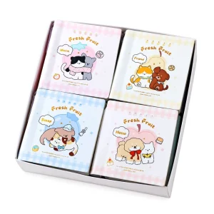A7 Cute Cartoon Mini Square Notebook with Pen Blank Inner 100 Sheets 80GSM Kids School Stationery Bulk