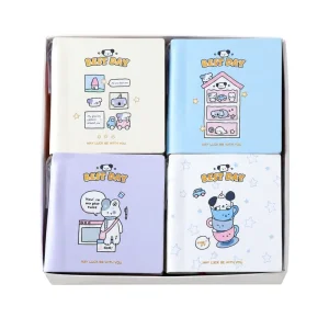 A7 Cute Cartoon Puppy Mini Square Notebook with Pen Blank Pages 100 Sheets 80GSM Pocket Memo School Stationery