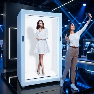 AI Virtual Receptionist Multi-Language Transparent LCD Showcase Holobox 3D Hologram Box