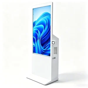 AIYOS 32-75 Inch Interactive Digital Signage Kiosk with QR Code Scanner Built-in 100W Audio and Optional Edge AI Computing