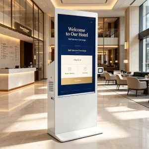 AIYOS Digital Wayfinding Kiosk with Touch Screen QR Scanner Built-in 100W Audio and Optional AI Customer Service Computing
