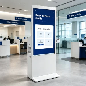 AIYOS Interactive Self Service Kiosk with Touch Screen QR Code Scanner Built-in 100W Audio and Optional AI Digital Human
